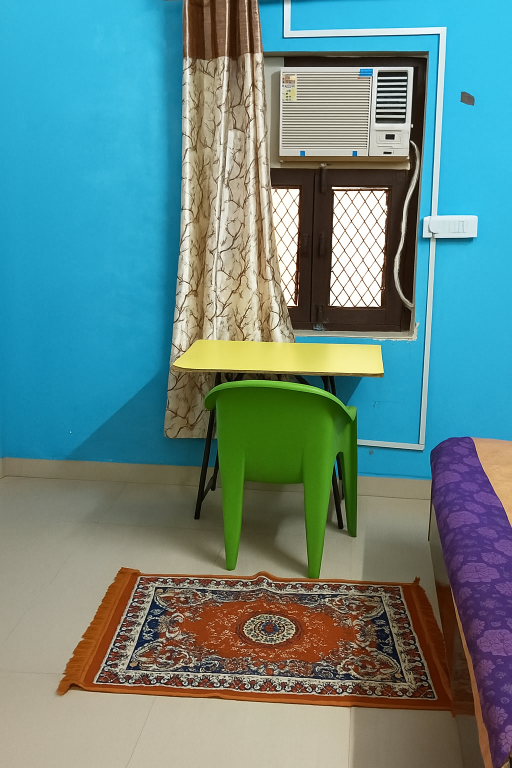 Single Occupancy Room at Mittal PG with study table and storage